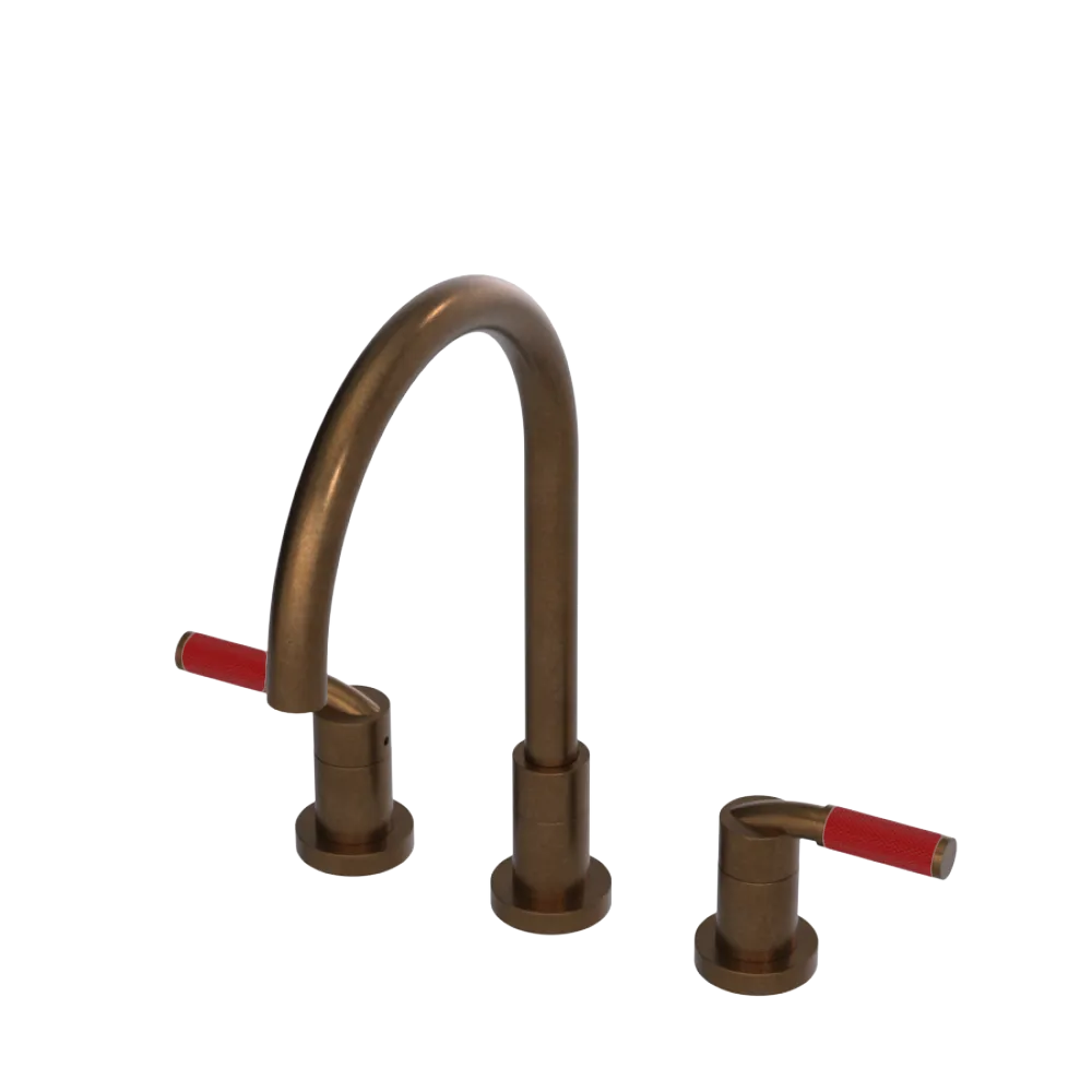 Rubinet Widespread Kitchen Set Tuscan Brass