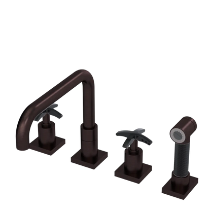 Rubinet Widespread Kitchen Set with Genesis Spout with Hand Spray Oil Rubbed Bronze