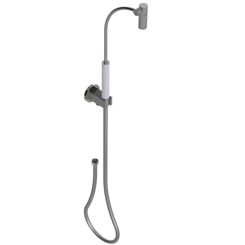 Rubinet Hand Held Shower Bidet with Extended Reach & Dual Function Spray Including Wall Bracket with Supply & Hose (Round) Polished Nickel