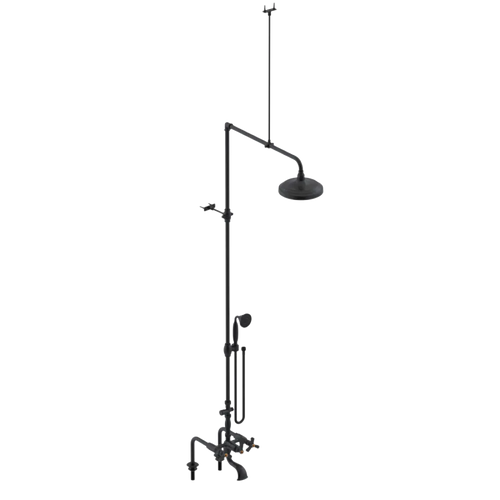Rubinet Deck Mount Tub & Shower with Hand Held Shower Matt Black