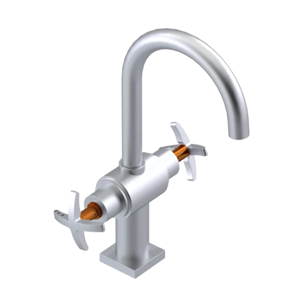 Rubinet Single Hole Dual Handle Lav. Set. (less drain) Satin Chrome