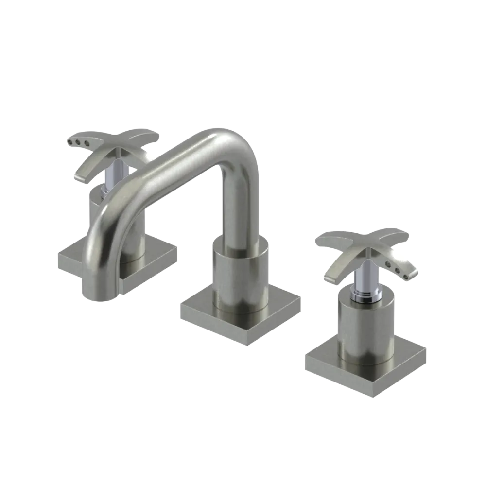 Rubinet Widespread Lav. Set. with Genesis spout (less drain) Satin Nickel