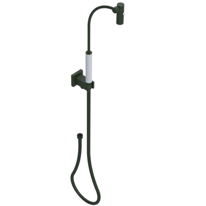 Rubinet Hand Held Shower Bidet with Extended Reach & Dual Function Spray Including Wall Bracket with Supply & Hose (Square) Green Envy