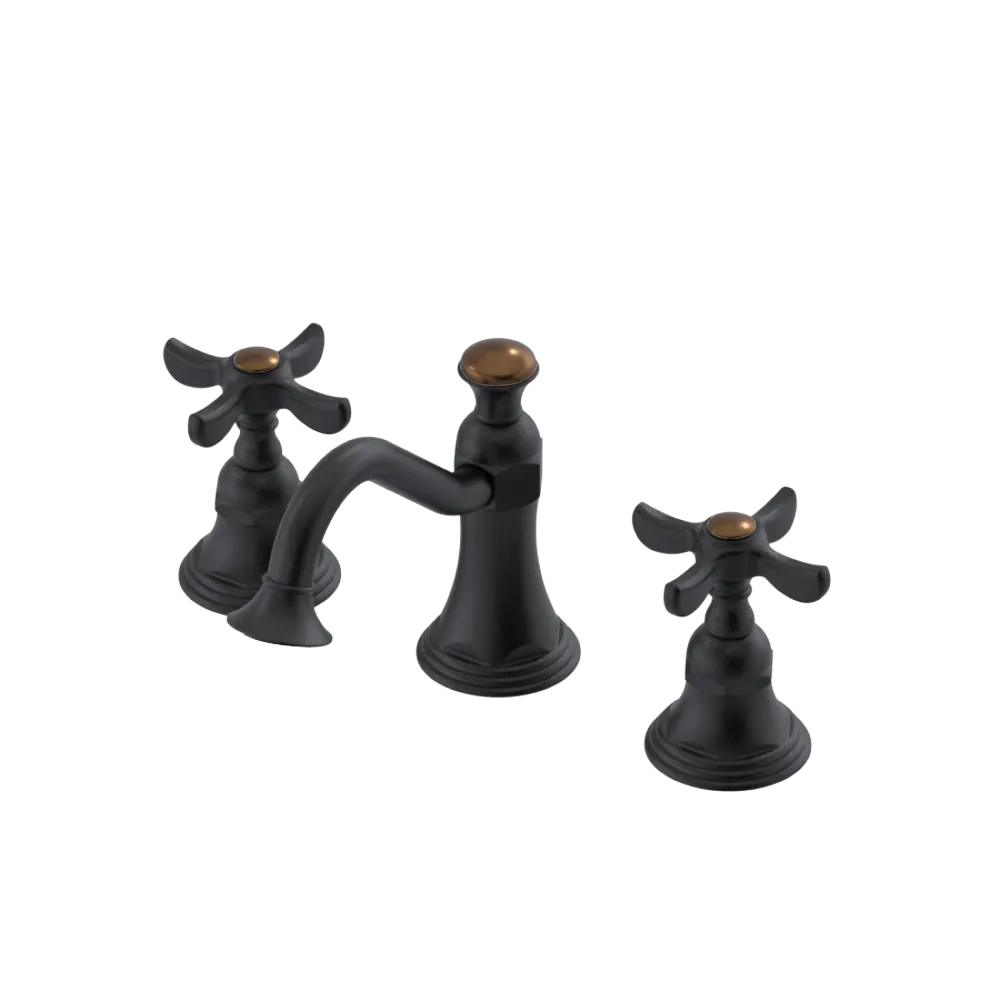 Rubinet Widespread Lav. Set. (less drain) Matt Black