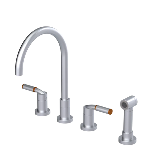 Rubinet Widespread Kitchen Set with Hand Spray Satin Chrome