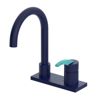 Rubinet 4" Centre Single Control Lav. Set. (less drain) Midnight Blue