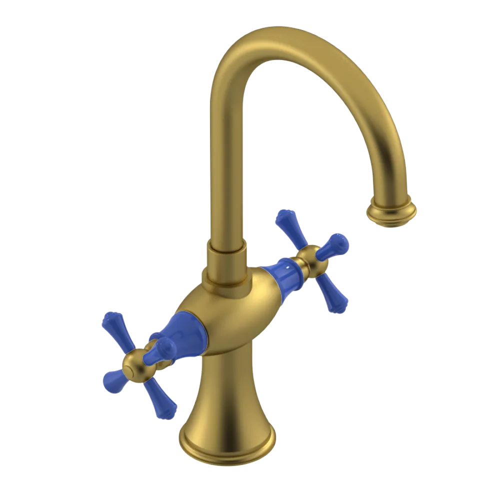 Rubinet Single Hole Dual Handle Lav. Set. (less drain) Antique Brass Matt