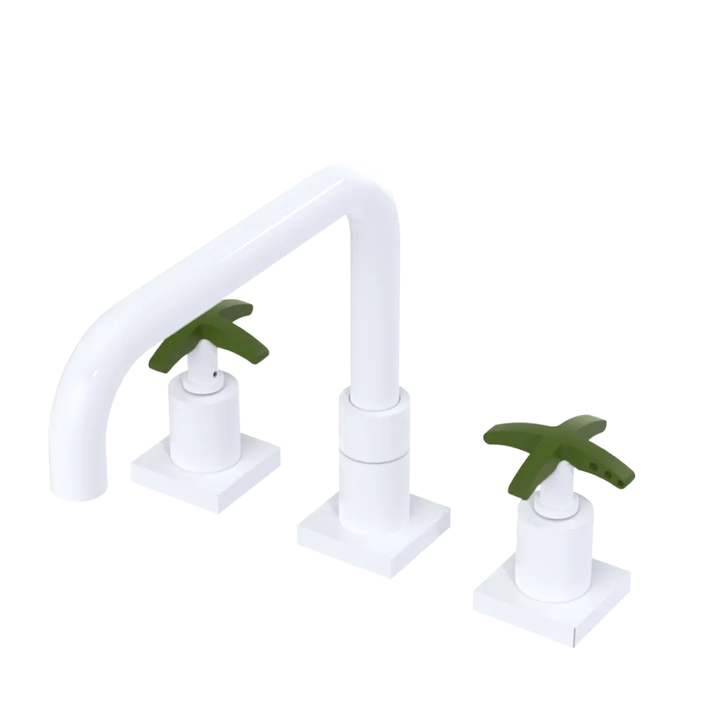 Rubinet Widespread Kitchen Set with Genesis Spout White
