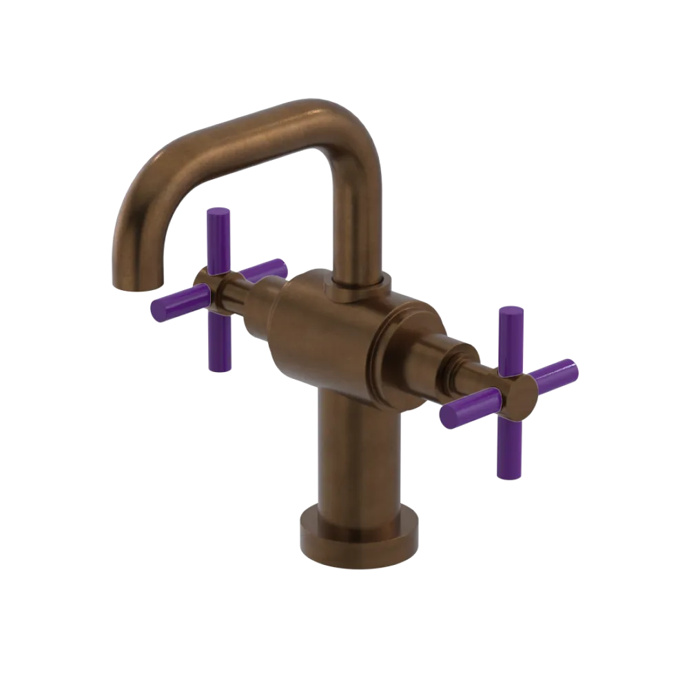Rubinet Single Hole Dual Handle Lav. Set. (less drain) Tuscan Brass