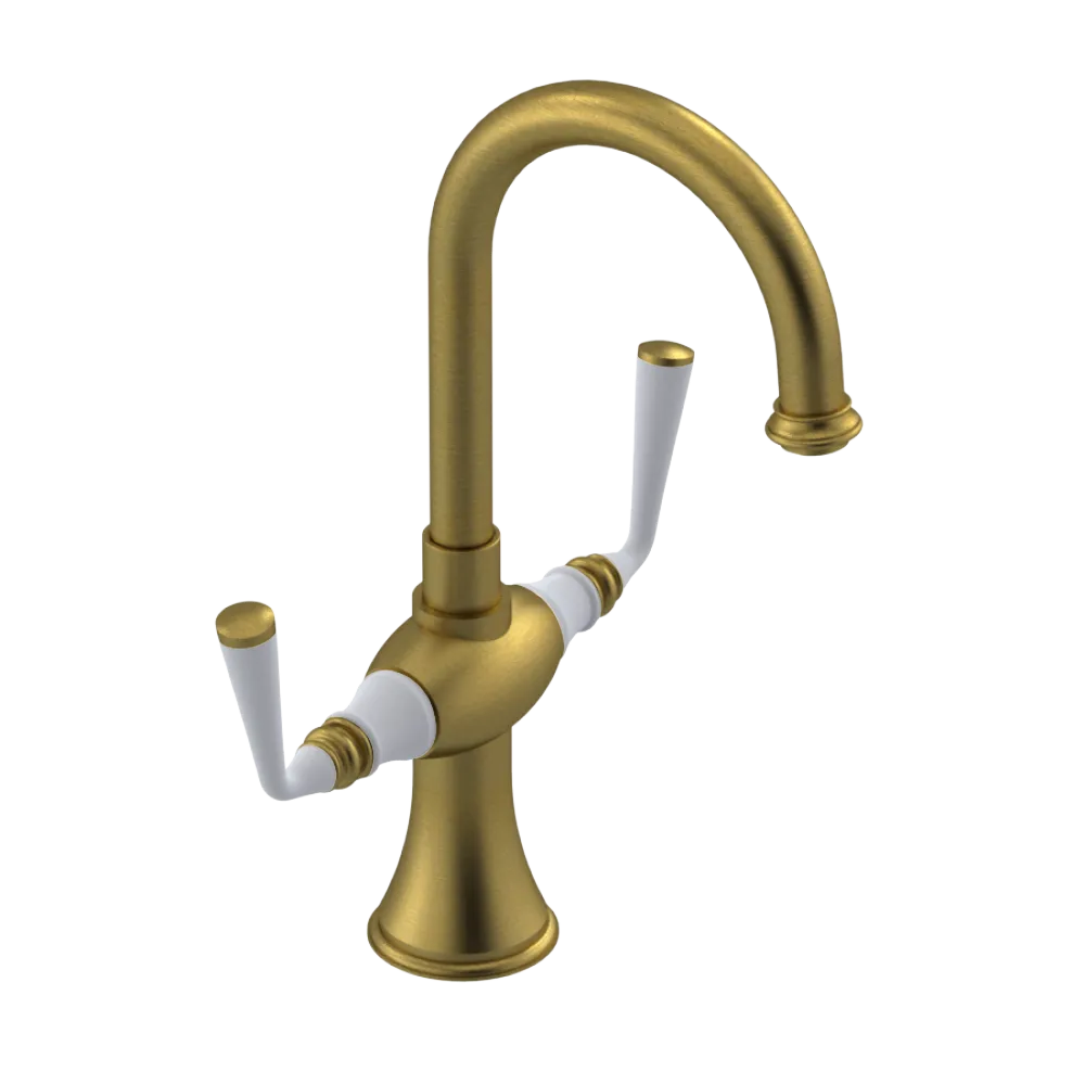 Rubinet Single Hole Dual Handle Lav. Set. (less drain) Antique Brass Matt