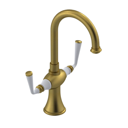Rubinet Single Hole Dual Handle Lav. Set. (less drain) Antique Brass Matt