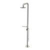 Rubinet Pressure Balance Outdoor Shower with Foot Rinse & 10" Shower Head (with shelf) - 304 Stainless Steel Polished Nickel
