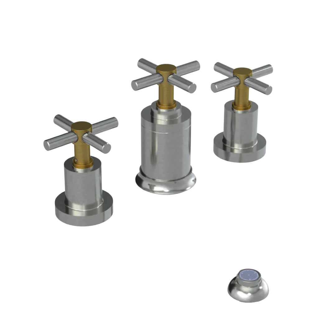 Rubinet Bidet Fitting with Spray, Diverter, and Vacuum Breaker (less drain) Satin Nickel