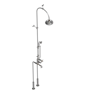 Rubinet Floor Mount Tub & Shower with hand held shower Polished Nickel