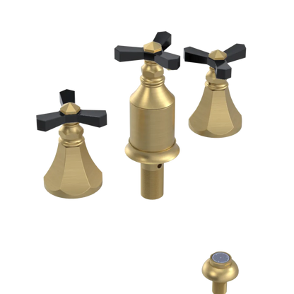 Rubinet Bidet Fitting with Spray, Diverter, and Vacum Breaker (Less Drain) Satin Gold
