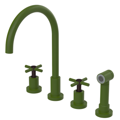 Rubinet Widespread Kitchen Set with LaSalle Spout with Hand Spray Green Envy