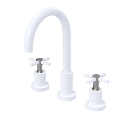 Rubinet Widespread Kitchen Set with LaSalle Spout White