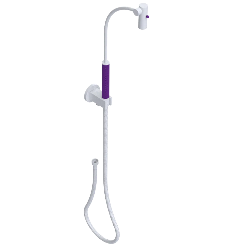 Rubinet Hand Held Shower Bidet with Extended Reach & Dual Function Spray Including Wall Bracket with Supply & Hose (Round) White