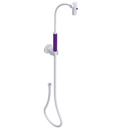 Rubinet Hand Held Shower Bidet with Extended Reach & Dual Function Spray Including Wall Bracket with Supply & Hose (Round) White