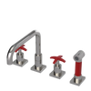 Rubinet Widespread Kitchen Set with Genesis Spout with Hand Spray Polished Nickel