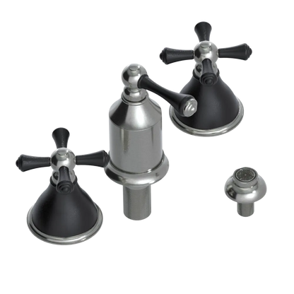 Rubinet Bidet Fitting with Spray, Diverter, and Vacum Breaker (Less Drain) Satin Nickel