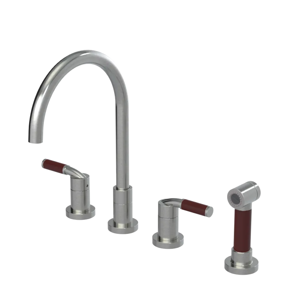 Rubinet Widespread Kitchen Set with Hand Spray Satin Nickel