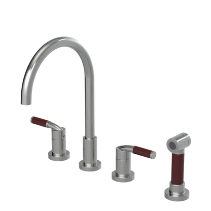 Rubinet Widespread Kitchen Set with Hand Spray Satin Nickel