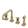 Rubinet Widespread Kitchen Set with Genesis Spout with Hand Spray Satin Brass