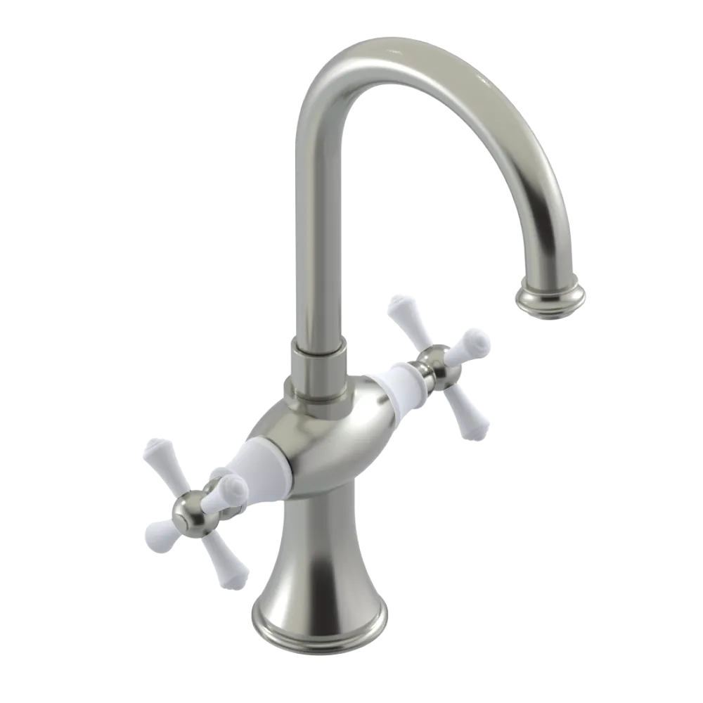 Rubinet Single Hole Dual Handle Lav. Set. (less drain) Satin Nickel