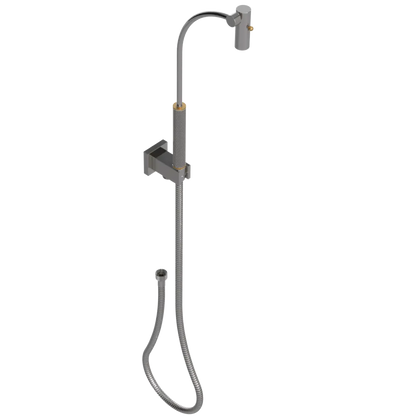 Rubinet Hand Held Shower Bidet with Extended Reach & Dual Function Spray Including Wall Bracket with Supply & Hose (Square) Polished Nickel
