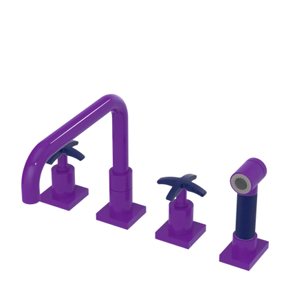 Rubinet Widespread Kitchen Set with Genesis Spout with Hand Spray Purple Haze