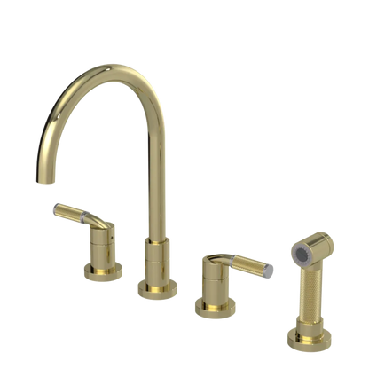 Rubinet Widespread Kitchen Set with Hand Spray Gold