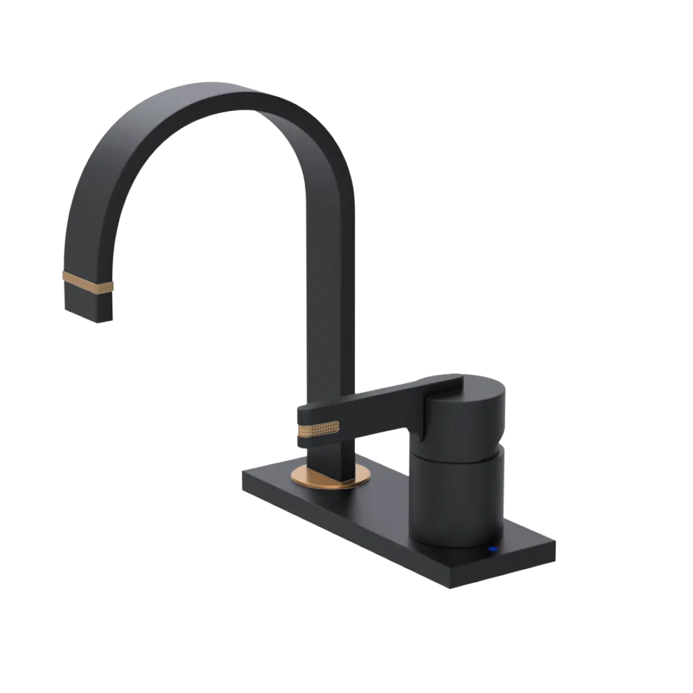 Rubinet 4" Centre Single Control Lav. Set (less drain) Matt Black