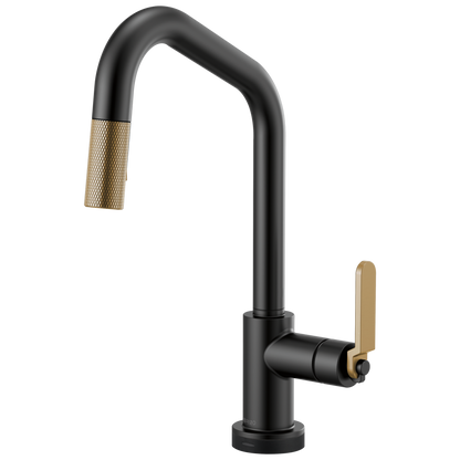 Brizo Smarttouch Pull Down Kitchen Faucet With Angled Spout And Industrial Handle