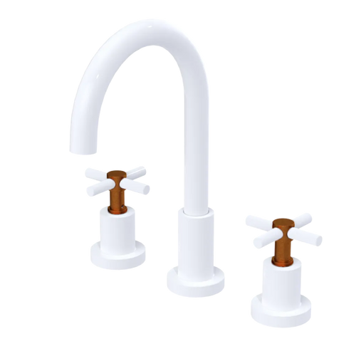 Rubinet Widespread Kitchen Set with LaSalle Spout White