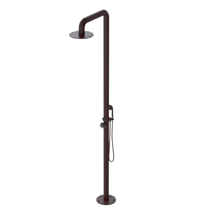 Rubinet Pressure Balance Outdoor Shower with Hand Held Shower & 10" Shower Head - 304 Stainless Steel Bordeaux