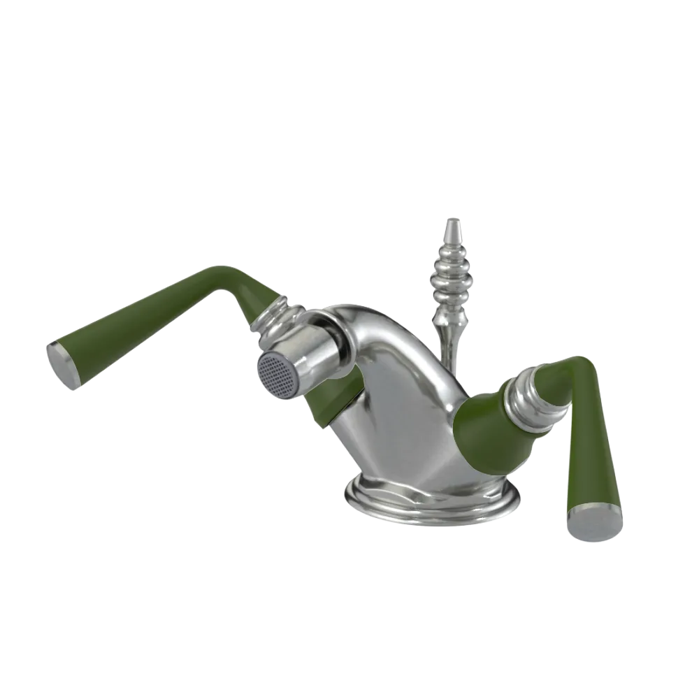 Rubinet Single Hole Dual Handle Bidet Fitting (Less Drain) Satin Nickel