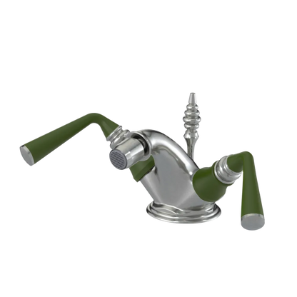 Rubinet Single Hole Dual Handle Bidet Fitting (Less Drain) Satin Nickel