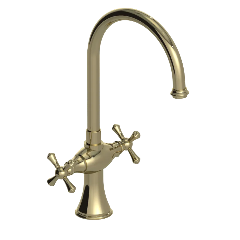Rubinet Two Handle Single Hole Kitchen Set Natural Brass