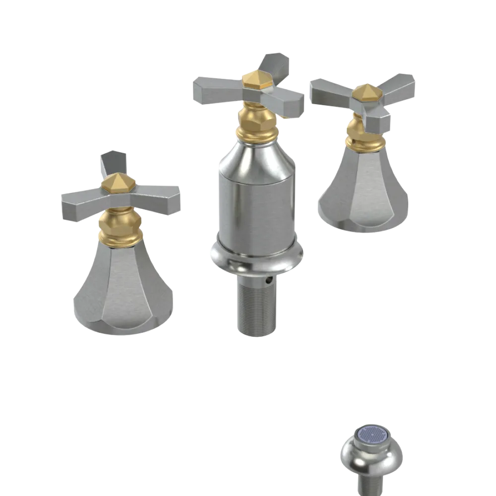Rubinet Bidet Fitting with Spray, Diverter, and Vacum Breaker (Less Drain) Satin Nickel