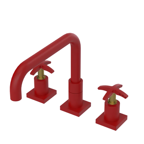 Rubinet Widespread Kitchen Set with Genesis Spout Maroon