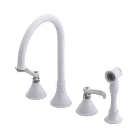 Rubinet Widespread Kitchen Set with Hand Spray White