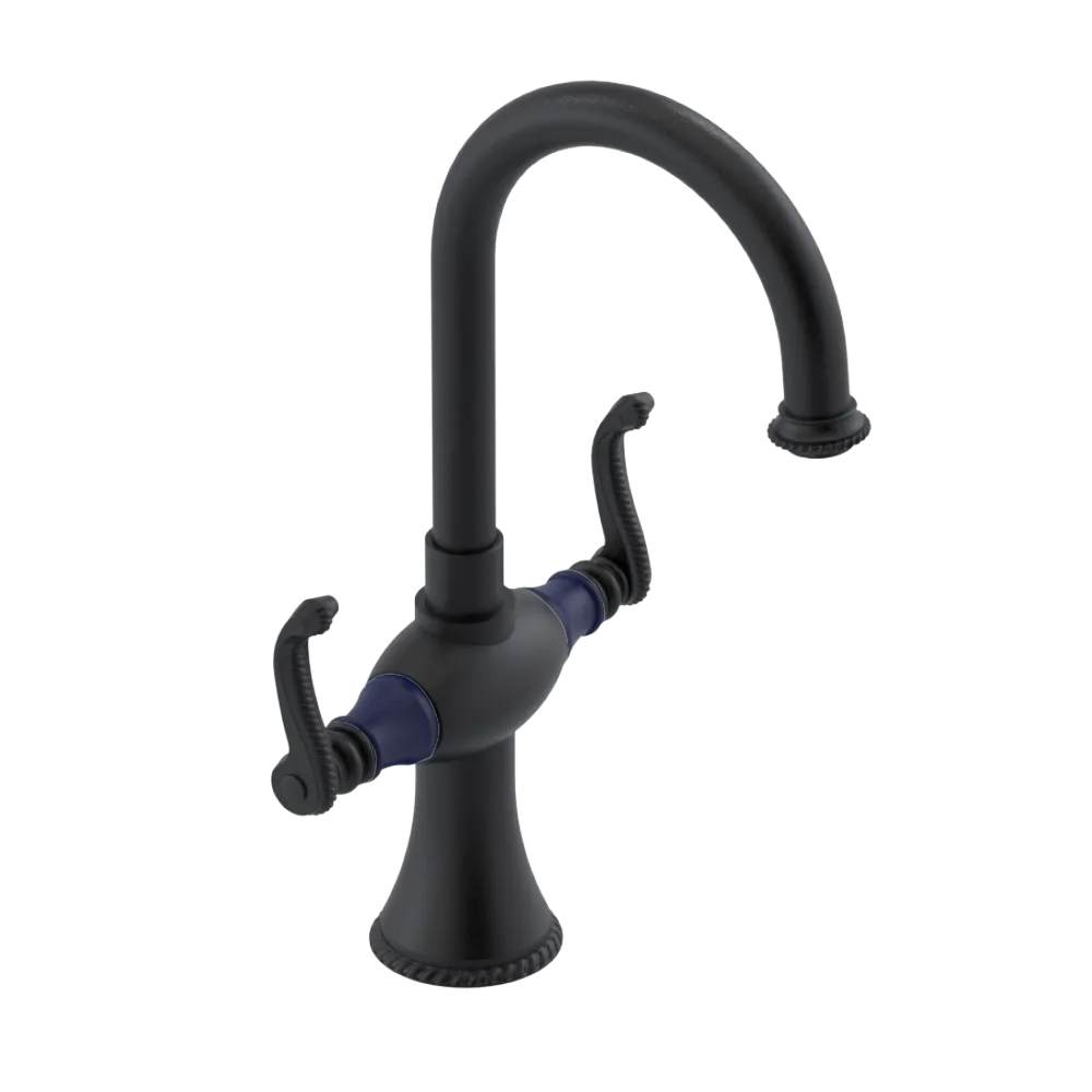 Rubinet Single Hole Dual Handle Lav. Set. (less drain) Matt Black