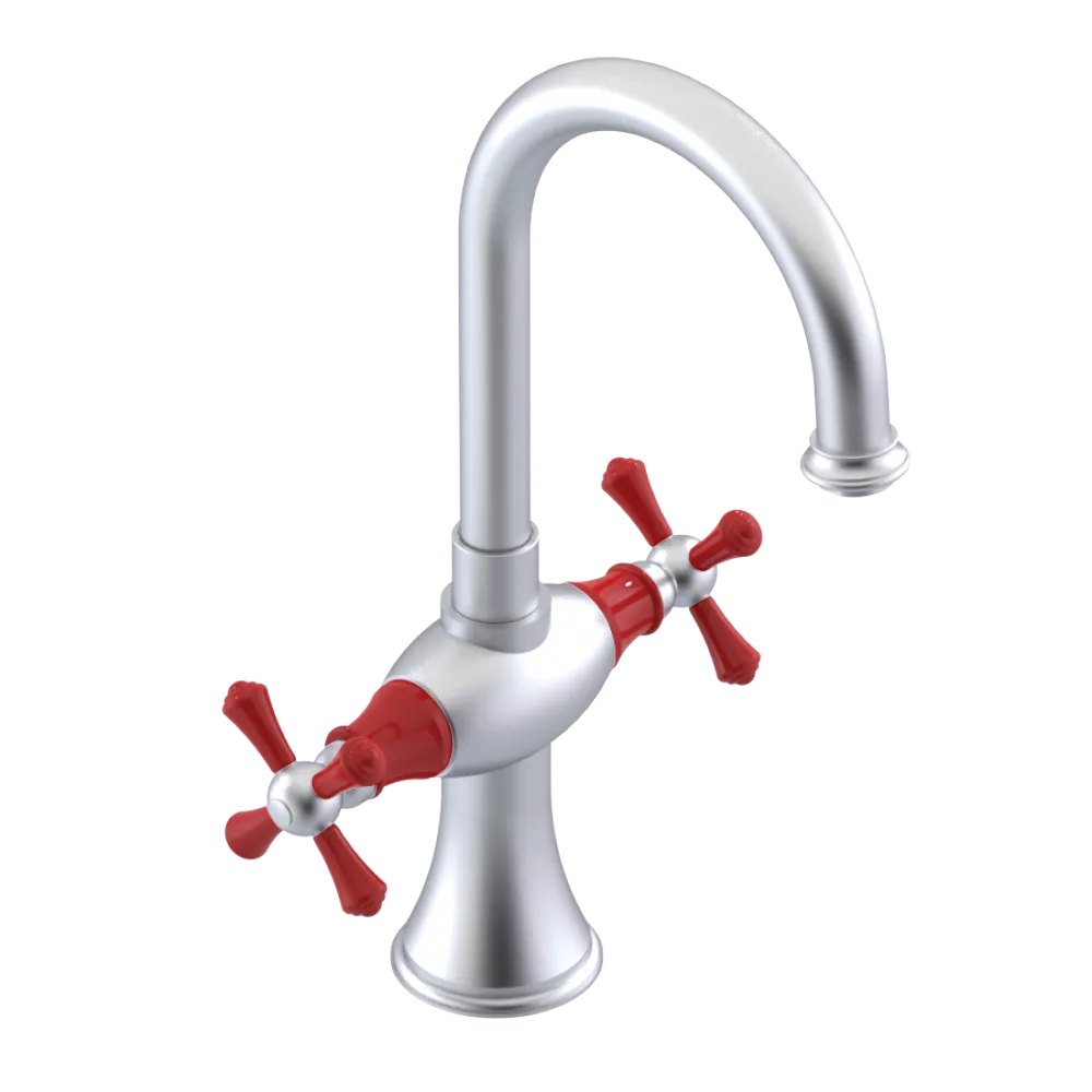 Rubinet Single Hole Dual Handle Lav. Set. (less drain) Satin Chrome