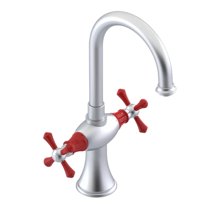 Rubinet Single Hole Dual Handle Lav. Set. (less drain) Satin Chrome
