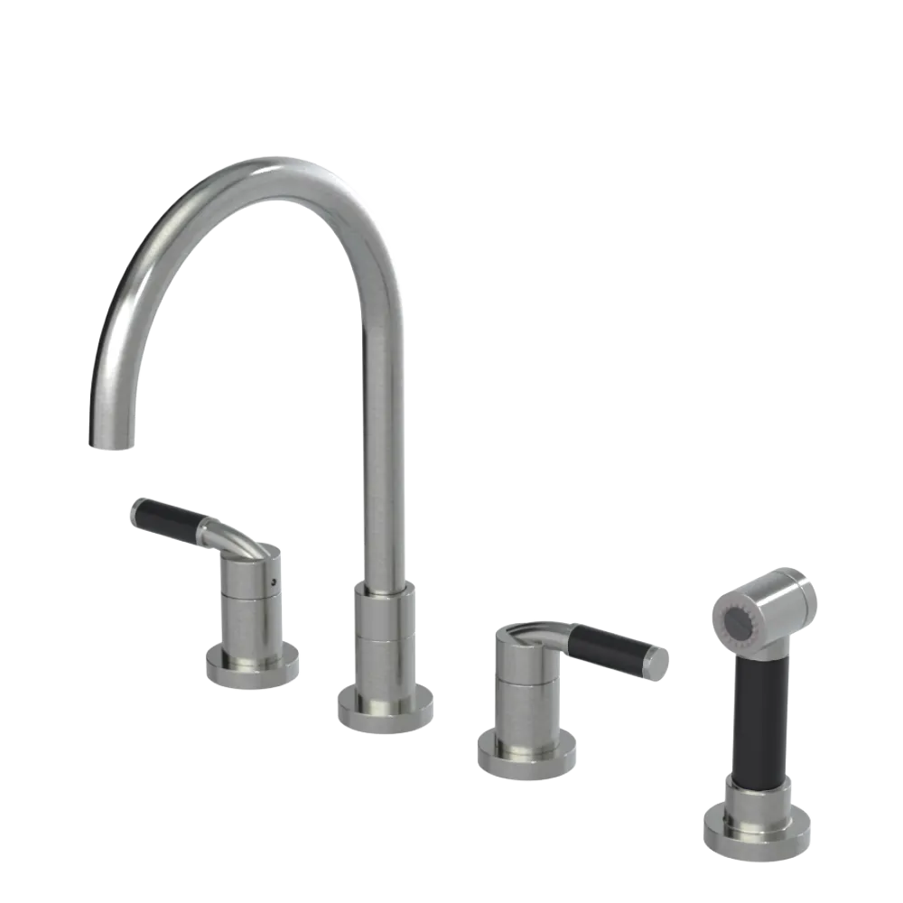 Rubinet Widespread Kitchen Set with Hand Spray Satin Nickel