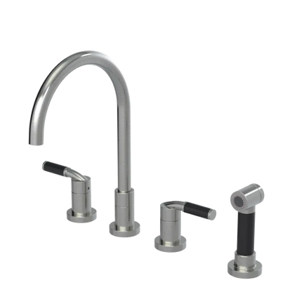Rubinet Widespread Kitchen Set with Hand Spray Satin Nickel