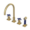 Rubinet Widespread Kitchen Set with Hand Spray Satin Brass