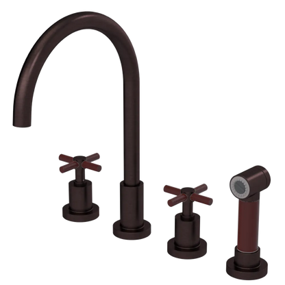 Rubinet Widespread Kitchen Set with LaSalle Spout with Hand Spray Oil Rubbed Bronze