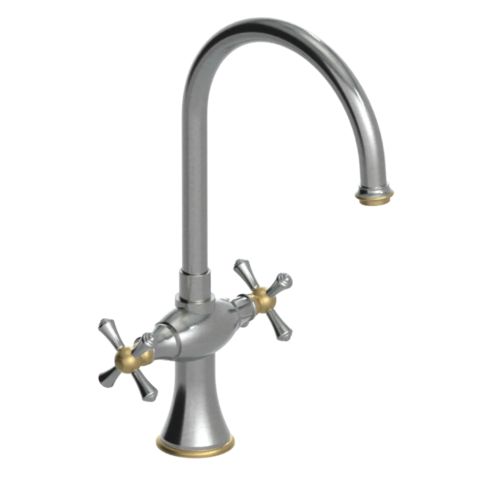 Rubinet Two Handle Single Hole Kitchen Set Satin Nickel